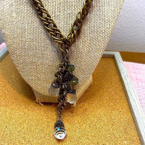 Fabulous faceted crystal and stone chunky chain necklace - Picture 1 of 11